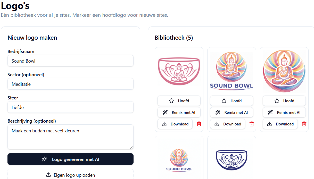 Voorbeeld van de gratis logo maker